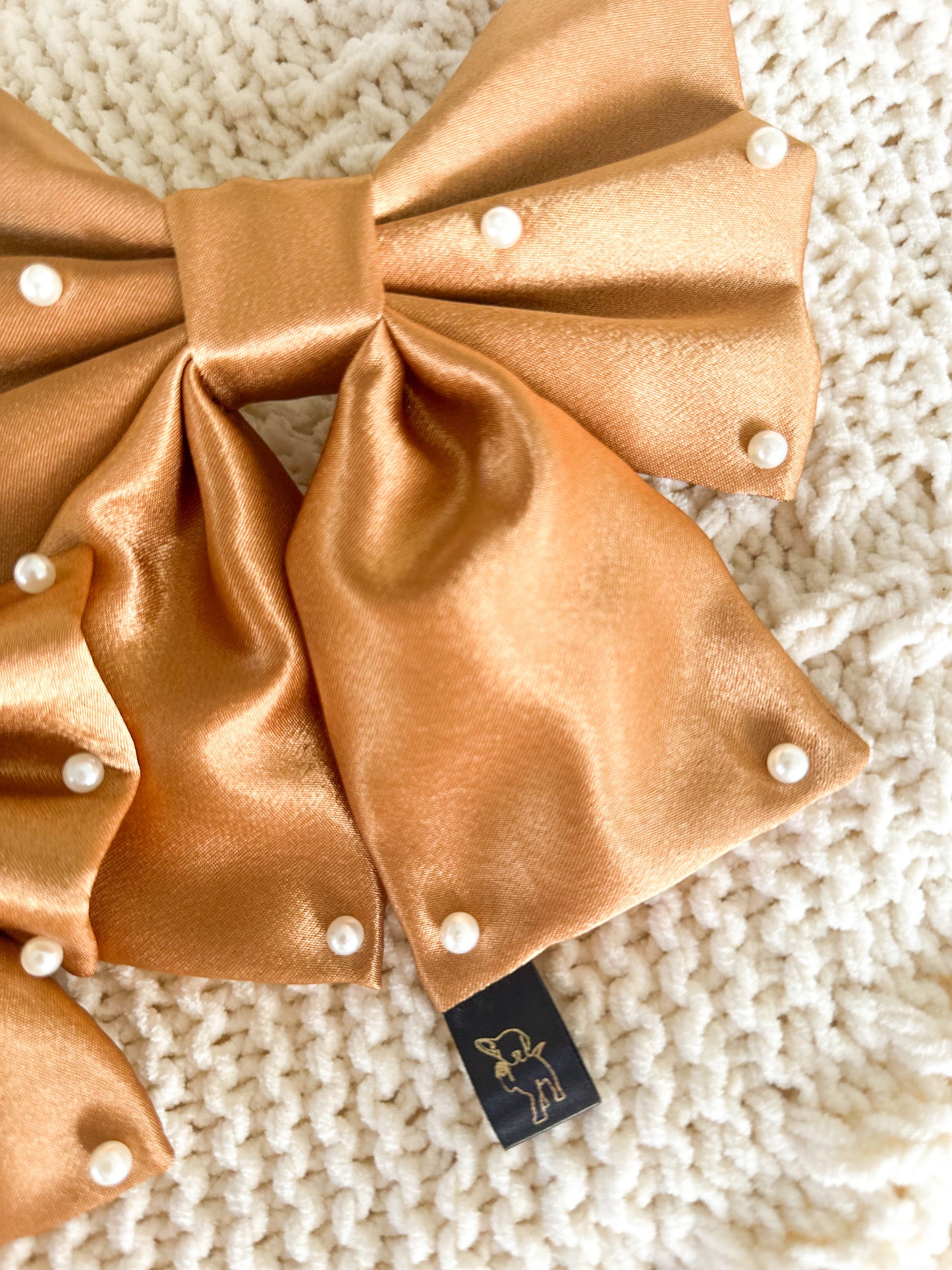 Gold Satin Sailor Bow With Pearls