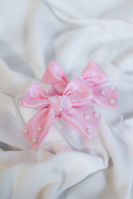 Doguette Light Pink Satin Hair Bow