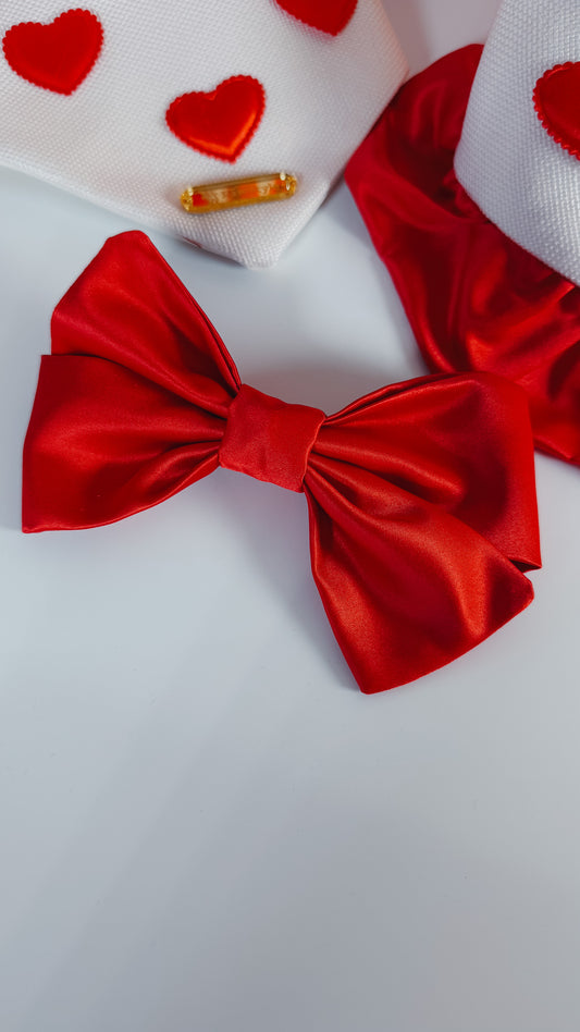 Red Bridal Satin Oversize Hair Bow